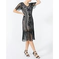 thumbnail image 4 of Fringe Flapper Girl Dress 1920S Gatsby Sequined Embellished Fringed Short Sleeve, 4 of 6