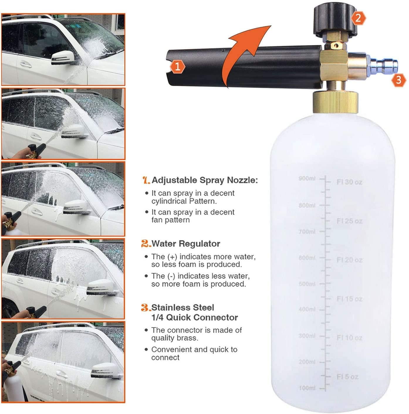 Foam Cannon Gun 3000 Psi High Pressure Washer Foam Wash Gun Car Washer Gun with M22-14mm Thread