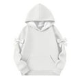 thumbnail image 3 of Posijego Girls Pullover Hoodies Bow Print Long Sleeve Cute Sweatshirts with Pocket Kids Girls Hooded Tops, 3 of 5