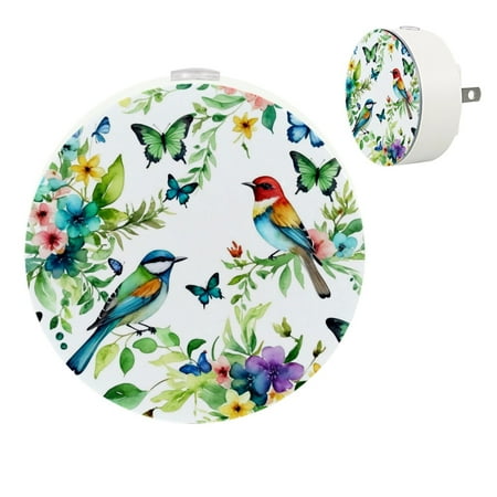 

YZUOUZY Night Lights Plug into Wall Small Lamp Small Bedside Lamps Set of 2 Flowers Butterflies Birds