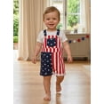 thumbnail image 6 of BemeyourBBs Newborn Baby Boy Girl 4th of July Outfit Patriot Independence Day Rompor Overalls American Flag Jumpsuit Star Stripe Suspender Pants Bib Overall Toddler Summer Fourth of July Clothes, 6 of 9