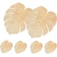 thumbnail image 1 of Juego de manteles individuales de mesa de 6 manteles individuales huecos con forma de hoja dorada, exquisitos manteles individuales resistentes al calor para el hogar, 1 of 5