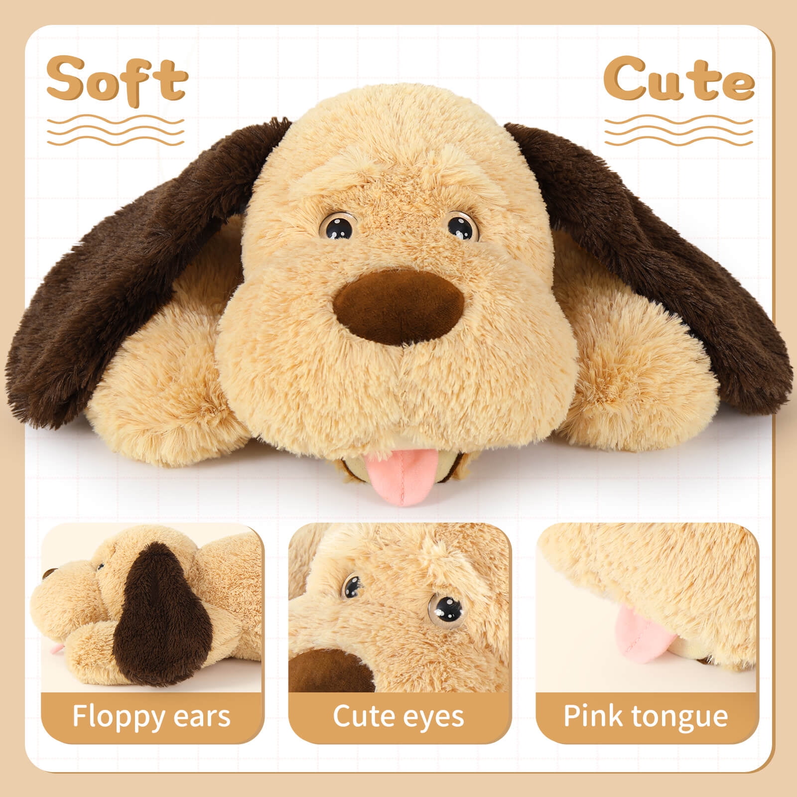 MorisMos, Giant Stuffed Dog, 32'' Puppy Plush Toy, Big Soft Pet