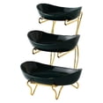 thumbnail image 1 of Cuencos multiusos con soporte de metal creativo, organizador decorativo reutilizable multicapa 3 niveles verde oscuro, 1 of 6
