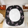 thumbnail image 5 of Feelyou Bow Butterfly Kid Bed Sheets, Black Pink Bowknot King Sheets, 4-Piece, 5 of 7