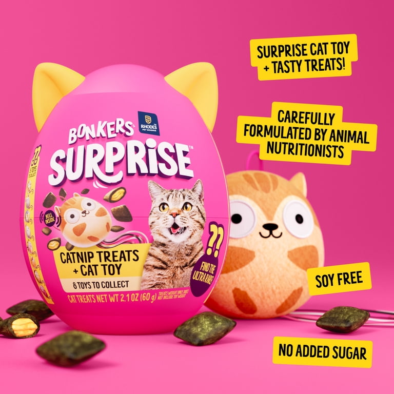 BONKERS Surprise Blind Box Collectible Plush Cat Toy with Catnip