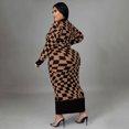 thumbnail image 3 of AURA Plus Size Plaid Print Maxi Dress Crewneck Long Sleeve Patchwork Elegant Sweet Style Long Dress for Fall Winter, 3 of 6