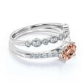 thumbnail image 2 of Dazzling Art Deco 2.00 Carat Oval Cut Morganite And Diamond Moissanite Unique Engagement Ring, Wedding Ring, One Matching Band in 925 Sterling Silver With 18k White Gold Plating Gift For Woman, 2 of 3