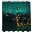thumbnail image 3 of Ambesonne Fantasy Shower Curtain, Elf Boats Birds Swans, 69"Wx84"L, Sand Brown Dark Teal, 3 of 3