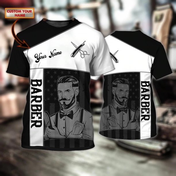 PLstar Cosmos-Camiseta de peluquero con nombre personalizado para hombre, camiseta estampada en 3D, regalo para peluquero, tops informales de manga corta, DW71Adult size L Gao Jinjia LED