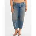 thumbnail image 2 of Jessica Simpson Women's and Women's Plus Cherry Cropped Patchwork Barrel Jeans, 25" Inseam, Sizes 2-24W, 2 of 6