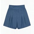 thumbnail image 7 of Karight Women's Solid Color Elastic Denim-like Double Pockets Shorts Fitness And Casual Shorts, 7 of 7