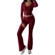 thumbnail image 3 of Conjunto Deportivo de 2 Piezas para Mujer, Camiseta de Larga, Pantalones Acampanados, Chándal Informal, Color Vino Tinto, Talla XL, 3 of 8