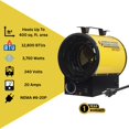 thumbnail image 5 of DuraHeat Electric Forced Air Heater - 240 Volt - Stainless Steel - Electric - 4000 W - 4000 W - 20 A - Portable - Yellow, 5 of 17