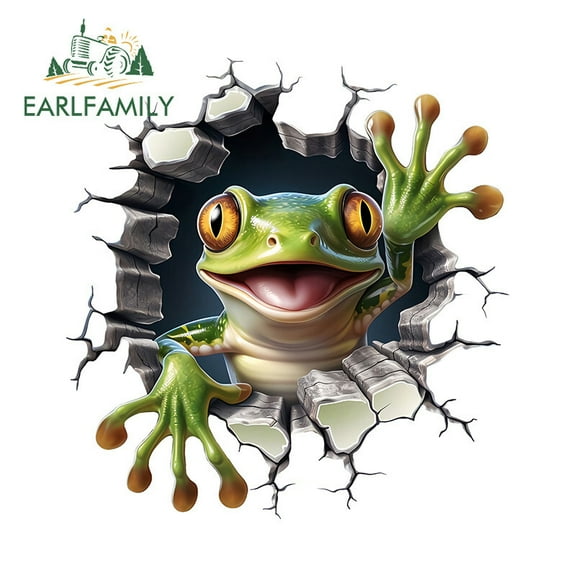 EARLFAMILY 5.1" Frog Car Stickers Air Conditioner Skateboard Waterproof Decal