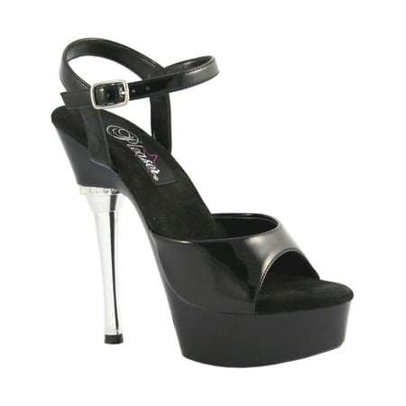 - 5 1/2 Inch Sexy Ladies Black Shoes Stiletto Heel Platform Sandal