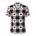 thumbnail image 2 of Daiia Heart Black Buffalo Plaid Gingham Pattern Men’s Polo Shirts,Solid Deck Shirt,Classic Fit, Breathable Cotton Polo for Casual and Sport Wear-4X-Large, 2 of 7