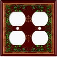 thumbnail image 3 of Metal Light Switch Plate Cover Elegant Green Floral Vine Frame Maroon FRA043, 3 of 13