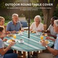 thumbnail image 3 of Round Outdoor Tablecloth with Umbrella Hole and Zipper, Teal Stripes Tablecloth with Elastic Waterproof, Farmhouse Striped Modern Abstra Patio Table Covers for 45" - 54" Picnic Pool Tables, 3 of 9