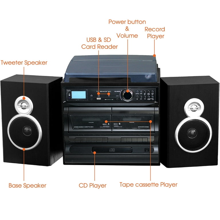 Cd Cassette Player Record Player System With Speakers Jensen