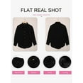 thumbnail image 5 of Womens Corduroy Button Down Shirts Boyfriend Long Sleeve Oversized Blouses Tops Black L, 5 of 6