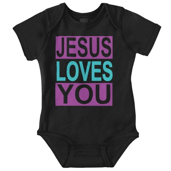 Christian Faith Jesus Loves You Romper Boys or Girls Infant Baby Brisco Brands NB