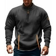 thumbnail image 1 of And Trendy Fleece Hooded Sweatshirt For Men's Winter In 2025 With A Stand Up Collar Half Zipper And Multiple Pockets, 1 of 4