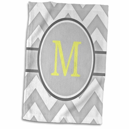 - 3dRose Grey and white chevron with yellow monogram initial M - Towel, 15 by 22-inch