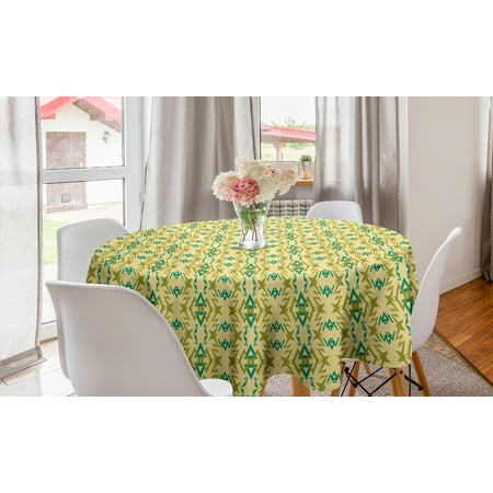 

Abstract Round Tablecloth Whimsical Geometric Shapes in Lively Tones Aztec Inspired Circle Table Cloth Cover for Dining Room Kitchen Decor 60 Pastel Yellow Teal by Ambesonne