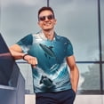 thumbnail image 4 of Fotbe Ice Blue Ocean Cute Dolphin A Camiseta Polo de Golf para Hombre con Estampado – Camisa Deportiva Transpirable con Cuello Abotonado-XX-Large, 4 of 6