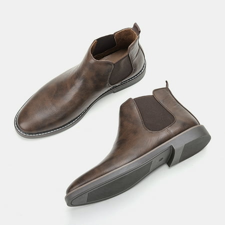 

Men‘s Vintage Retro Faux Leather Chelsea Boots Shoes For Winter