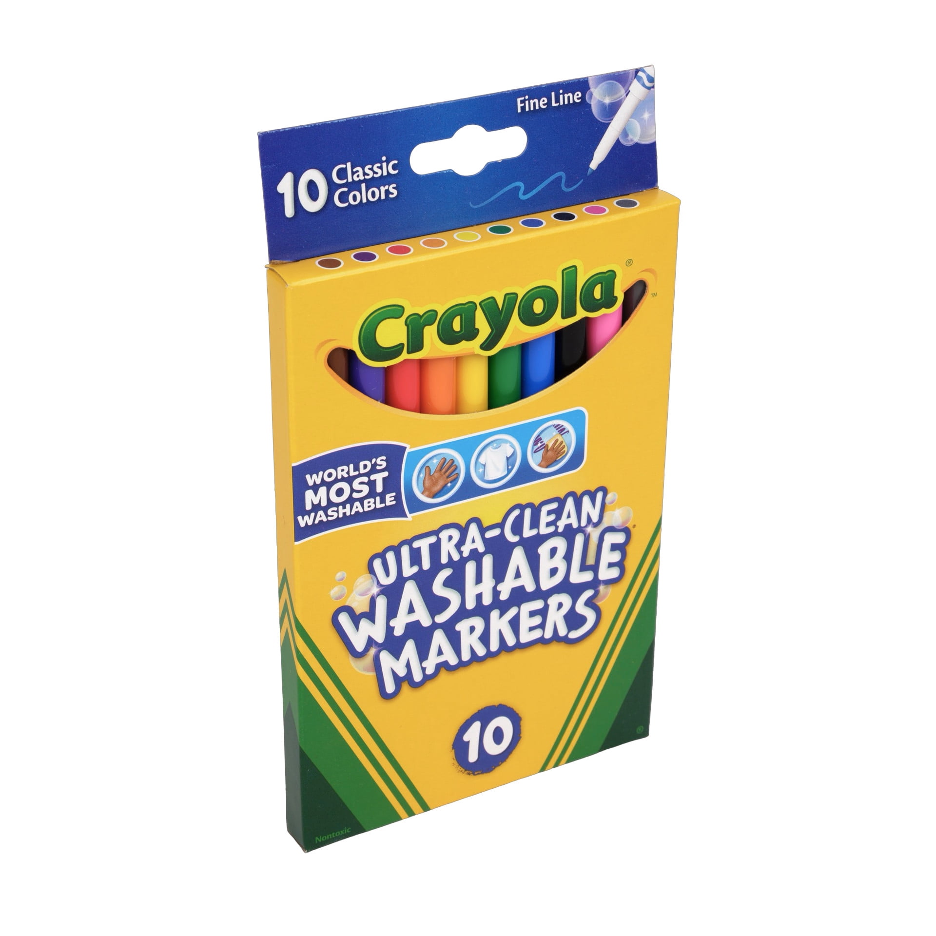 Crayola Ultra-Clean Washable Markers, Fine Line, 10 Ct, School Supplies for Kids and Teachers, Classroom Must Have, Gifts
