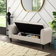 thumbnail image 3 of Yongqiang Storage Bench with Arms Upholstered Linen Bed Bench for Bedroom Living Room Entryway Ottoman Bench with Storage Ivory, 3 of 11