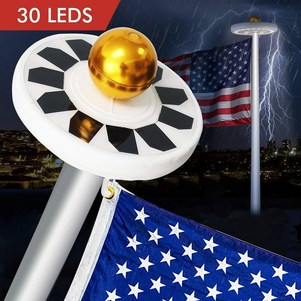 Solar Flag Pole lights 30 LED Weatherproof Flagpole Downlight Night