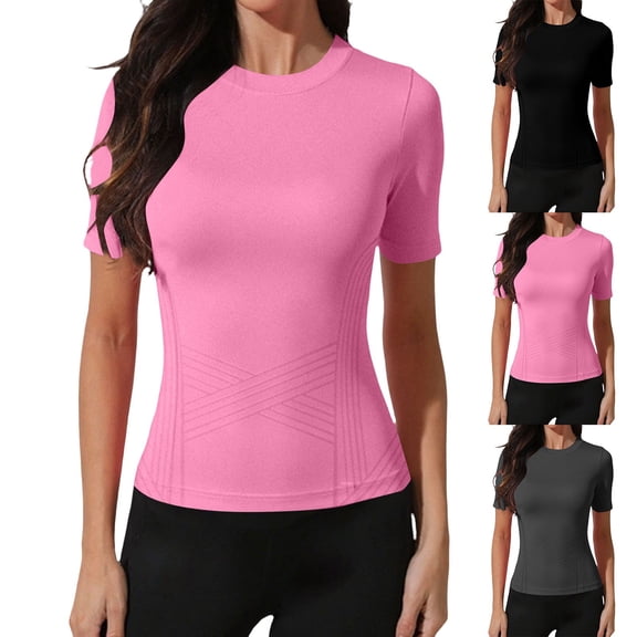 Women’s Casual Blouse JIANLAI Basic T-Shirt Cotton T-Shirt, Comfortable T-Shirt in Extra-Large Size Large Size, Lady’s Short-Sleeved Blouse S-5XL Black
