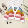 thumbnail image 4 of lnmuld Cute Sweaters Baby Kids Girls Boys Long Sleeve Rainbow Sweaters Warm Jacket Cotton Knit Cardigan Button Down Coat Outwear Size:18-24 Months, 4 of 9