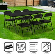 SUGIFT Folding Table 6ft Portable Heavy Duty Plastic Foldable Table for Indoor Outdoor Use (Black)