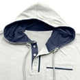 thumbnail image 6 of Mens Drawstring Hoodie Lightweight Casual Regular Fit Buttons Hooded Sweatshirt with Chest Pocket Base Pullovers (XL, White), 6 of 7