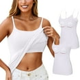 thumbnail image 2 of WTOBBY 2-Pack Monochrome Women's Padded Camisole, Sexy Oversized Underwear with Chest Support, Stretchy Soft Plus Size Layering Essential Tank Tops,White L, 2 of 5