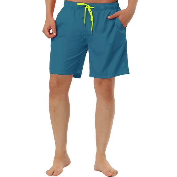 INSPIRE CHIC Men's Casual Holiday Beach Elastic Waistband Surfing Mesh Lining Solid Board Shorts Lake Blue 28
