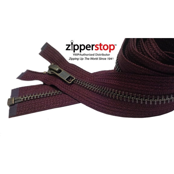 Zipperstop Wholesale Authorized Distributor Ykk 36" Inch Medium Weight Jacket Zipper Ykk #5 Antique Brass ~ Separating ~ Z307 Ruby (1 Zipper/Pack) Crafter'S Special