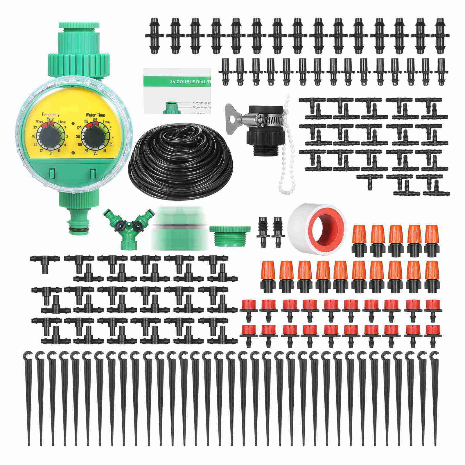 Kit Plant Watering Drip Irrigation Kit DIY Watering System With Nozzles Misters Drippers 40 Meters Tubing For Garden Lawn Patio