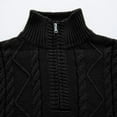 thumbnail image 6 of Men's Sweater Long Sleeve Quarter Zip Stand Neck Solid Cable Knit Pullover Top Black M, 6 of 7