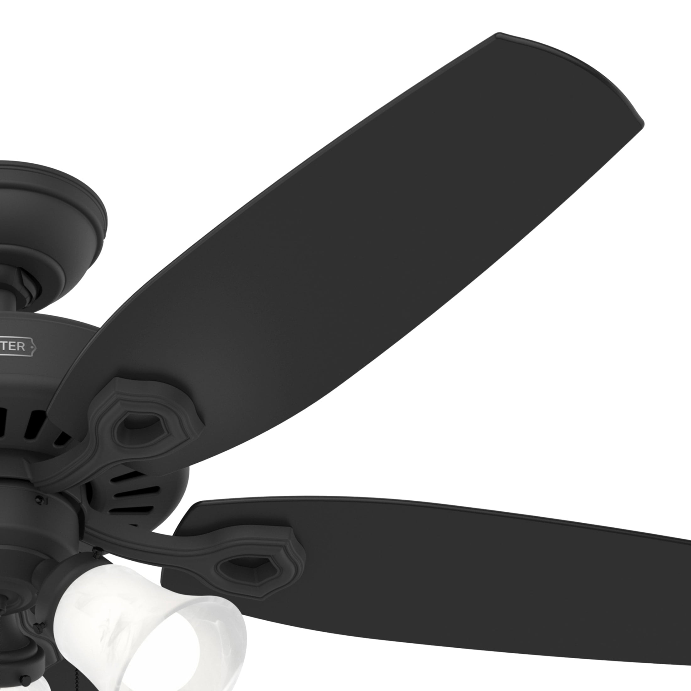 Hunter 52 inch Indoor Ceiling Fan with LED Lights - Black Ceiling Fan with Pull Chain, For Bedroom or Living Room, Standard Mount, No Remote, 5 Blades, Includes Bulbs- Builder Plus 52387, Matte Black