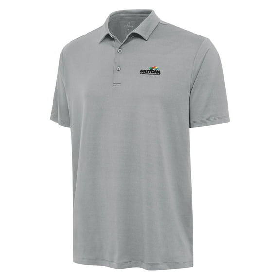Men's-Antigua Gray Daytona International Speedway Reprocess Polo