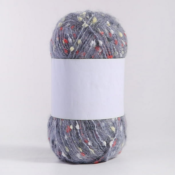 Zhuge Hilo de mohair de 100 g con puntos de colores, hilo suave para tejer a mano, crochet, para bufandas, chales y manualidades, color gris