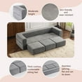 thumbnail image 2 of Ebern Designs Convertible Sectional Sofa with 3 Footrests, High Rebound Foam Bed, Space Saving Chenille Floor Sofa for Studio Apartments and Home Offices (Light Gray), 2 of 11