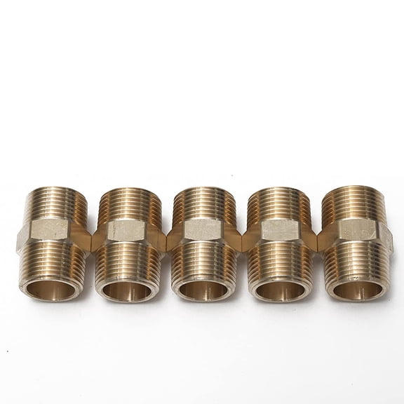 LTWFITTING Brass Pipe Hex Nipple Fitting 3/4 x 3/4 Inch Male Pipe NPT MNPT MPT Air Fuel Water(Pack of 5)