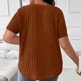 thumbnail image 6 of Scyoekwg Womens Tops Plus Size V Neck Short Sleeve Tops Casual Ribbed Knit Loose Fit Solid Color Tee for Everyday Comfort (Orange,XL), 6 of 6