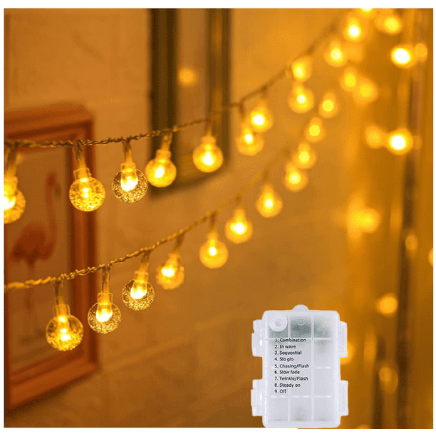 Juhefa 2 Pack String Lights 50 Led 26 Ft Battery Powered Crystal Globe For Garden Yard Porch Wedding Party Decor Warm White Com Wedding Party Decor, Warm White Globe String Lights